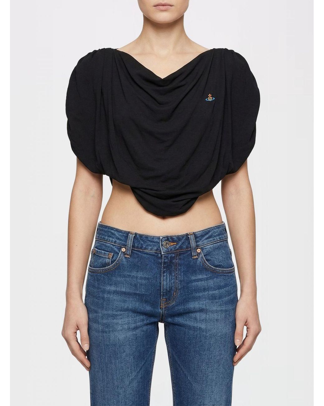 Vivienne Westwood Black Draped Viscose Cropped Top
