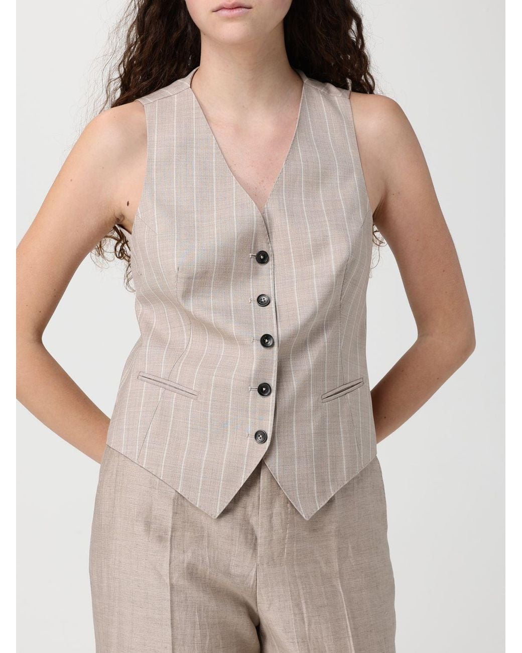 Giacca A Monopetto Gessato di Tagliatore in Natural