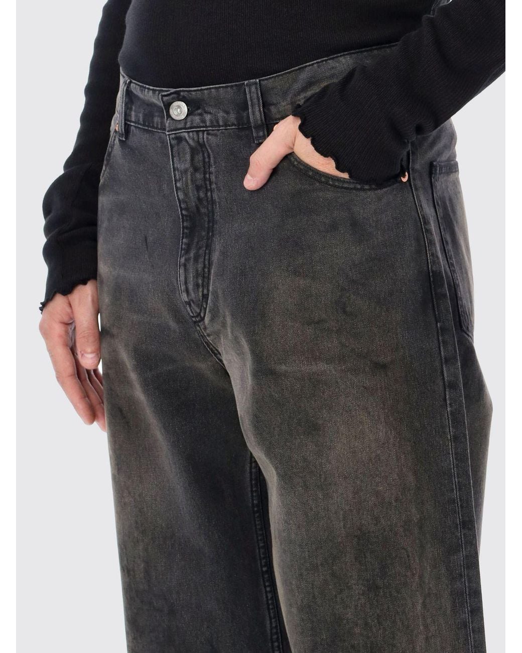 Our Legacy Black Mid-Rise Wide-Leg Five-Pocket Cotton Jeans for men
