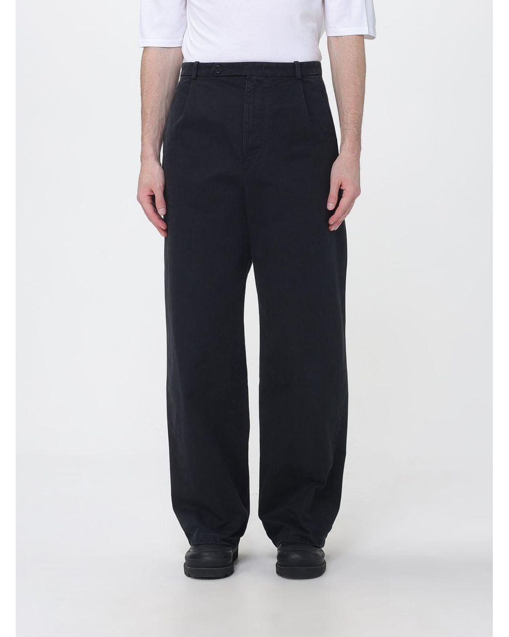 Jil Sander Blue Wide-Leg Cotton Trousers With Off-Center Closure for men