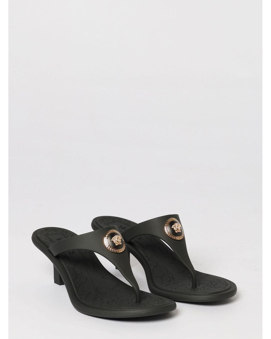 Versace Black Flache Sandalen Damen