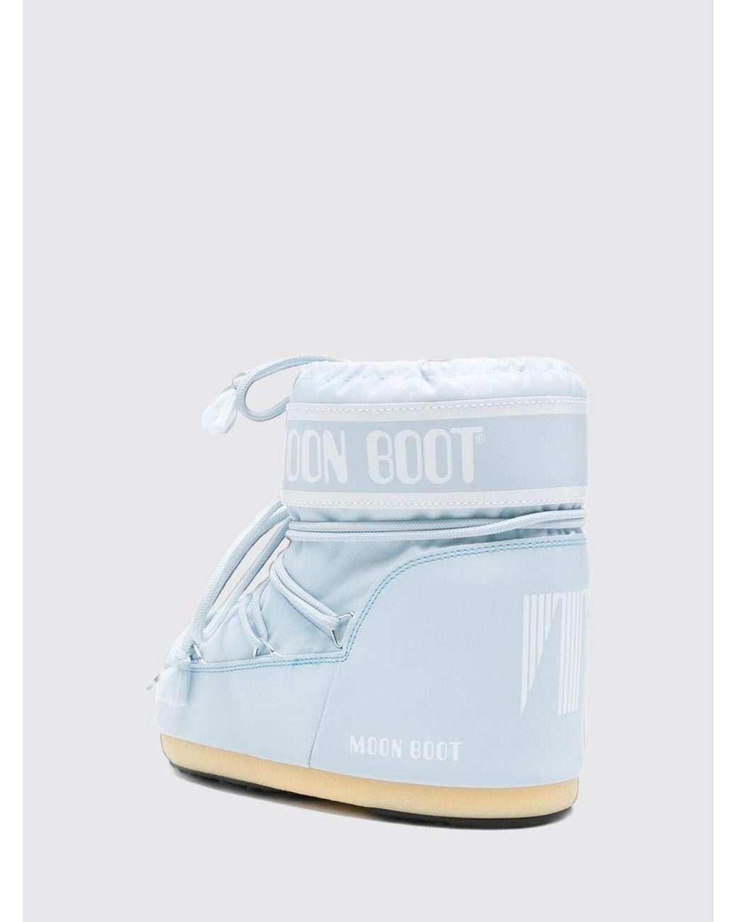 Moon Boot Blue Low Nylon Snow Boots With Logo And Adjustable Laces