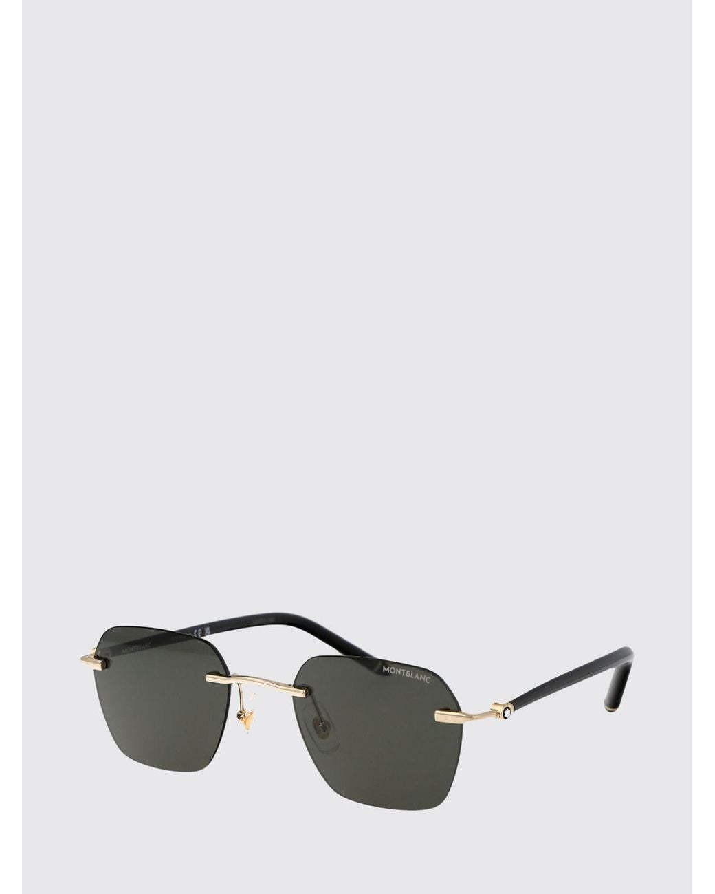 Montblanc Gray Rectangular Metal Sunglasses for men