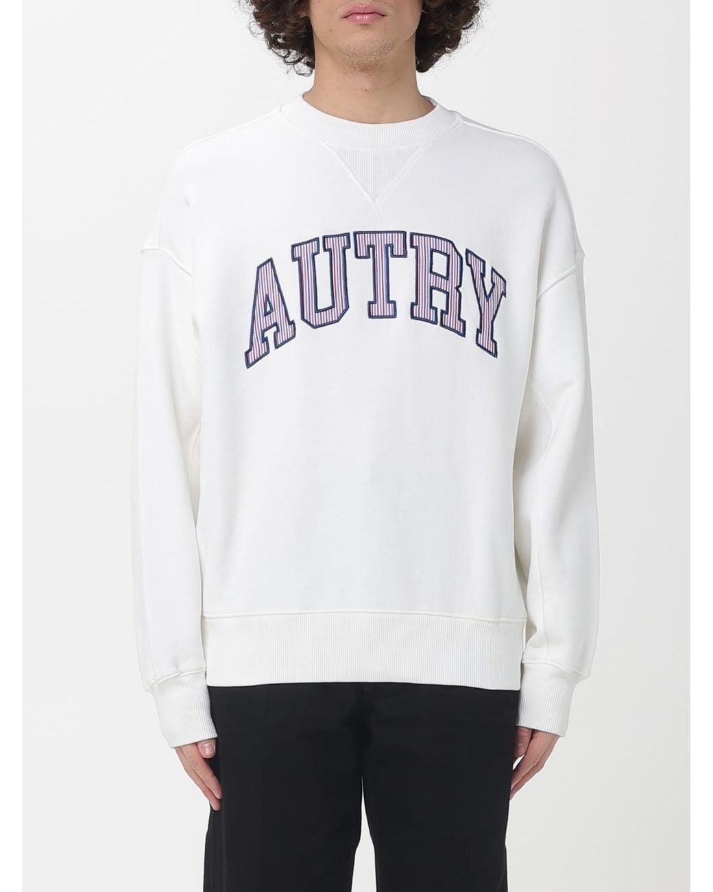 Sudadera De Cuello Redondo De Algodón Con Logo Autry de hombre de color White