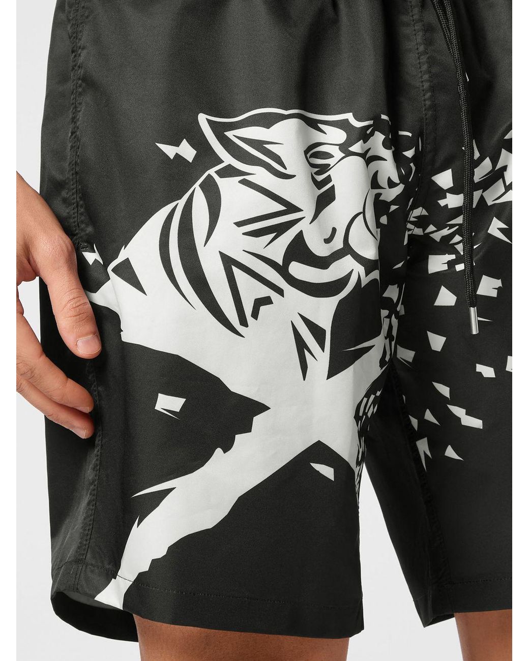 Philipp Plein Black Boxer Swim Trunks With Logo for men