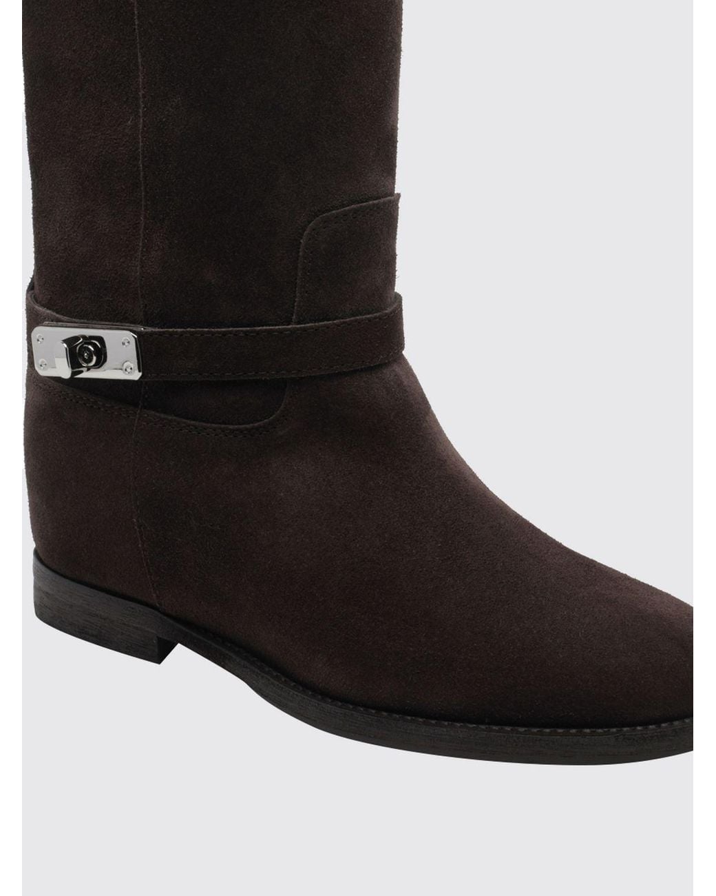 Via Roma 15 Brown Knee-High Wedge Boots