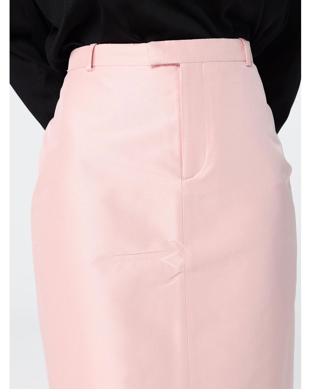 Gucci Pink Silk Mini Pencil Skirt With High Waist And Offset Closure