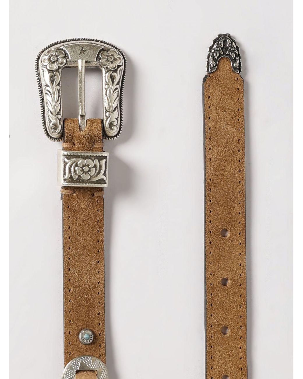 Golden Goose Deluxe Brand Natural Suede Belt With Worked Metal Applications