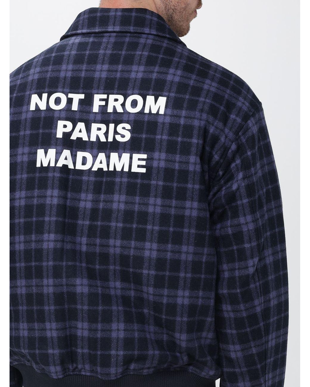 Drole de Monsieur Blue Tartan Pattern Wool Blend Shirt Jacket for men