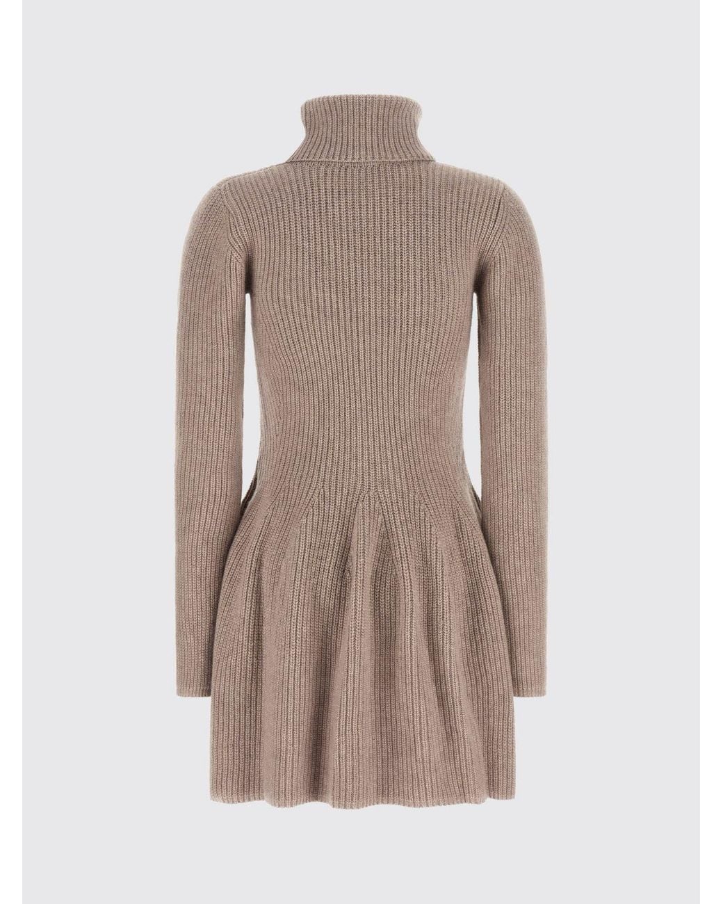 Magda Butrym Natural Ribbed 100% Cashmere Polo Neck Mini Dress