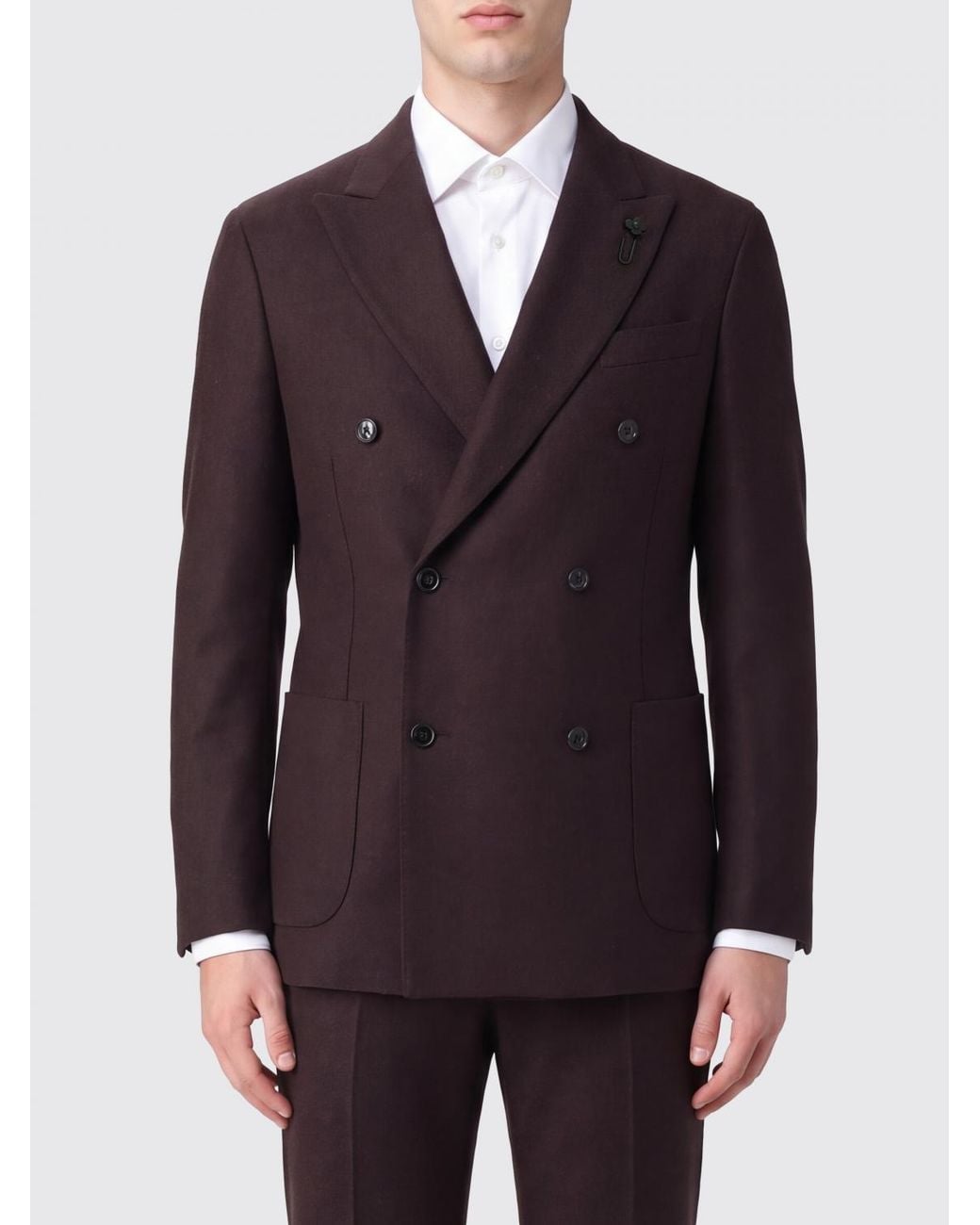 Lardini Blue Double-Breasted Wool And Cashmere Blazer With Patch Pockets for men