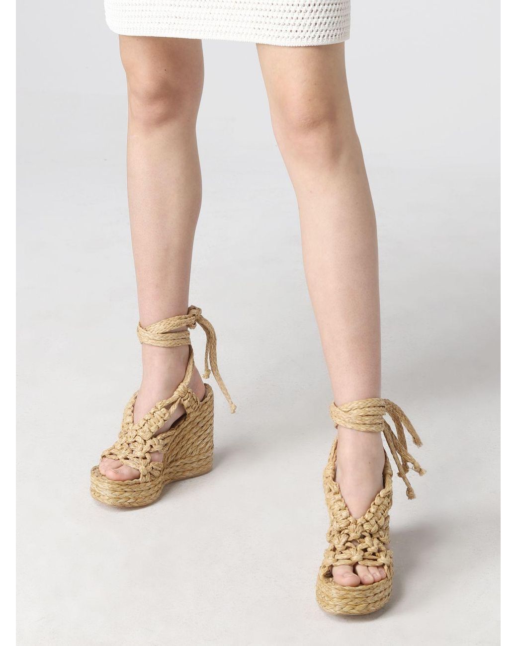 Paloma Barceló Camino Wedge Sandals In Raffia in Natural | Lyst