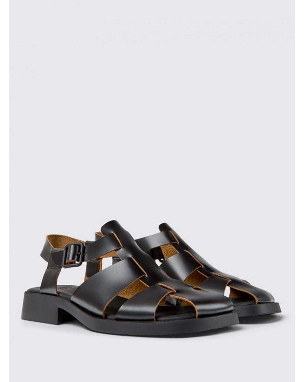 Camper Black Flat Sandals