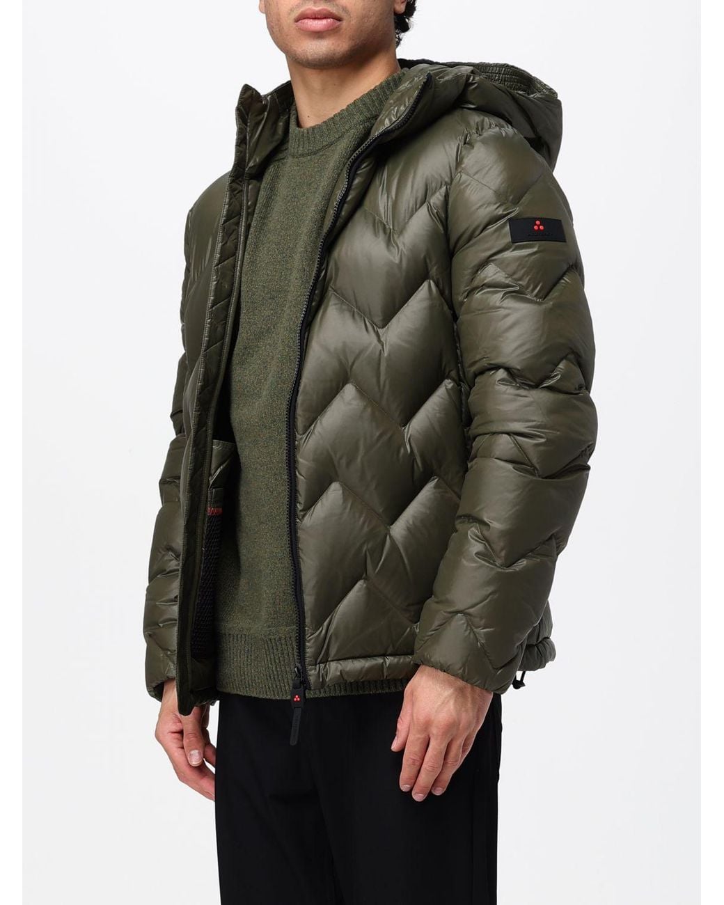 Peuterey Gray Honova Hooded Chevron-Quilted Down Jacket for men