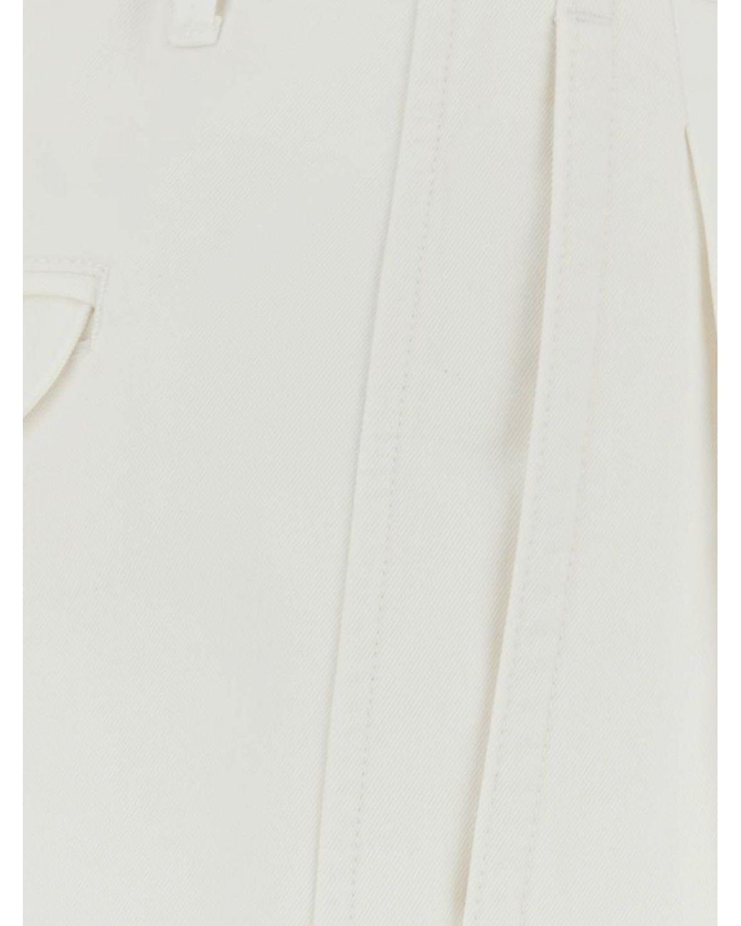 Jil Sander White High-Waisted Pleated Wide-Leg Cotton Shorts