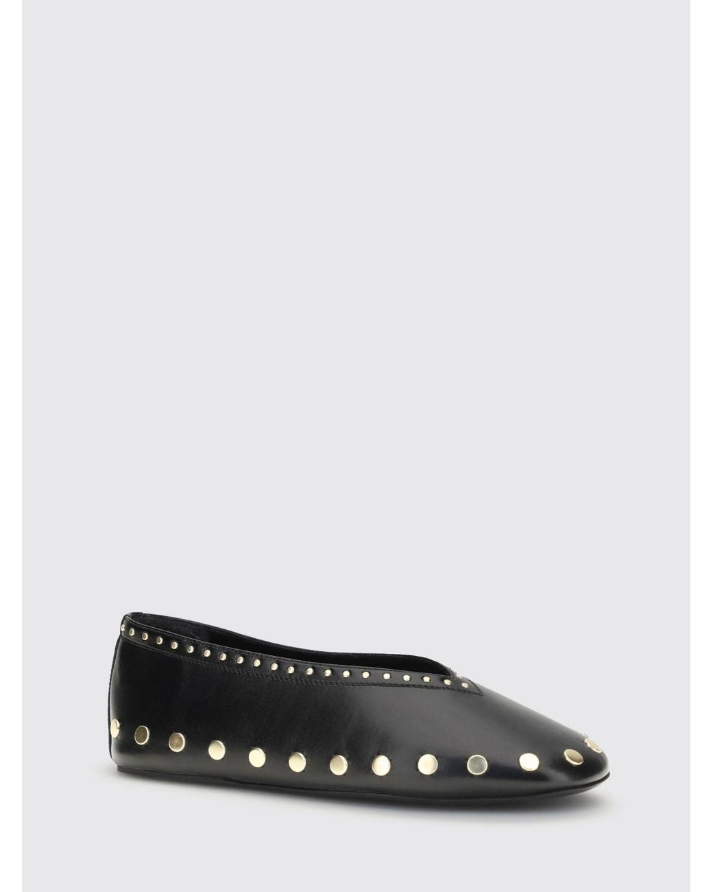 Ganni White Jenny Studded Polyurethane Blend Ballerina