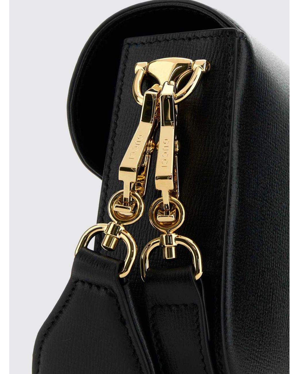 Gucci Black Horsebit 1955 Mini Leather Shoulder Bag With Removable Strap