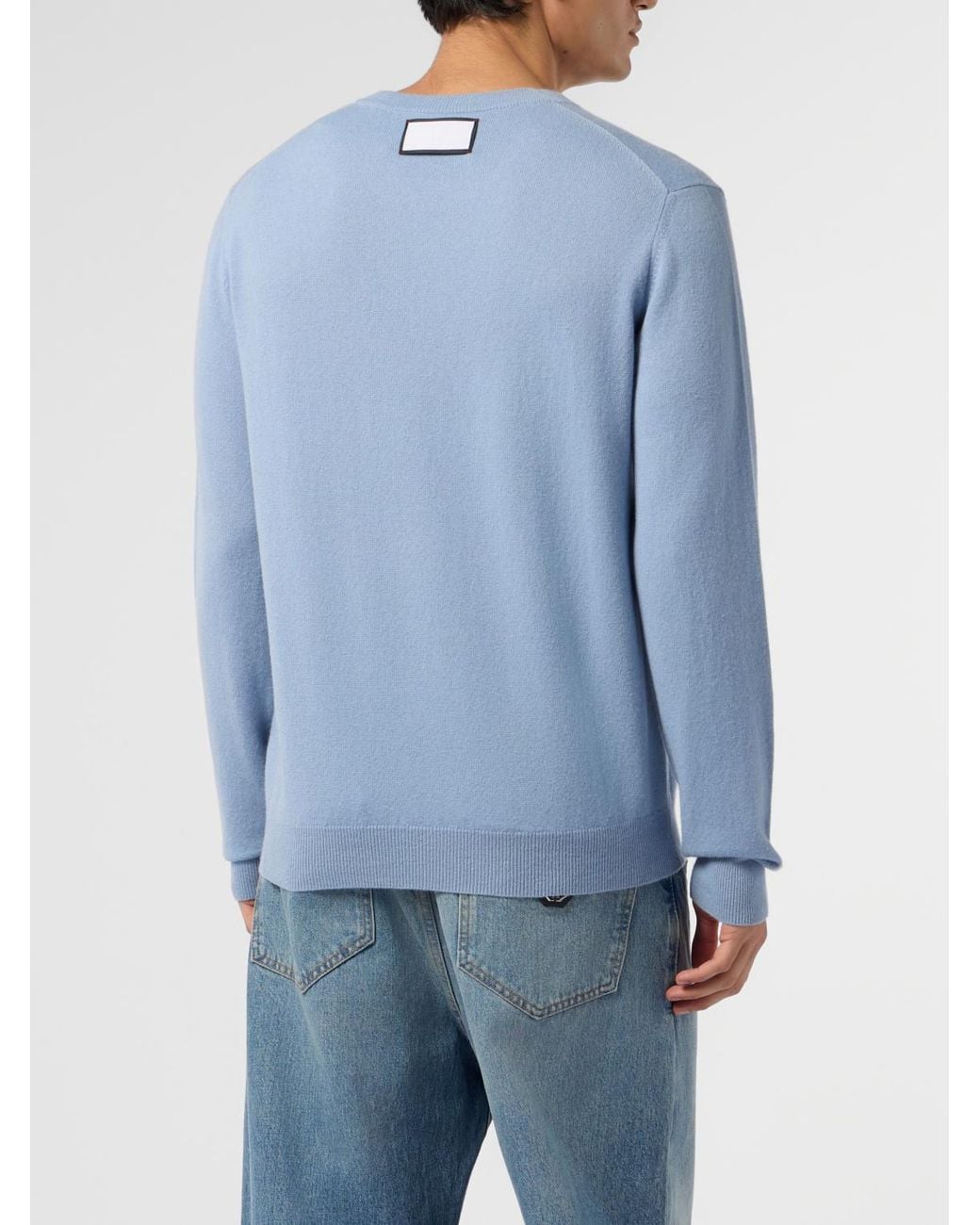 Philipp Plein Blue Pp Cashmere Crew Neck Sweater for men