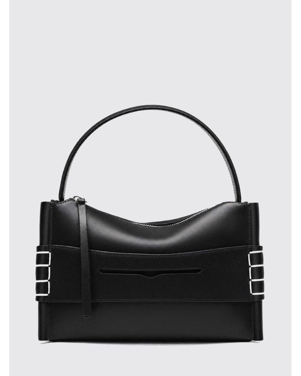 J.W. Anderson Black Loafer Smooth Calfskin Leather Handbag With Contrast Stitching