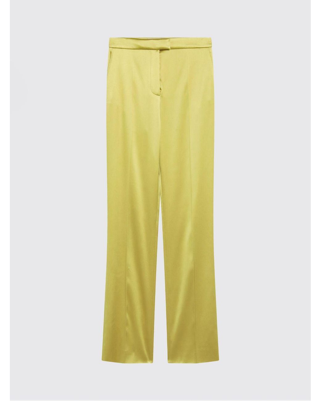 Valentino Yellow Stretch Silk Tailored Trousers