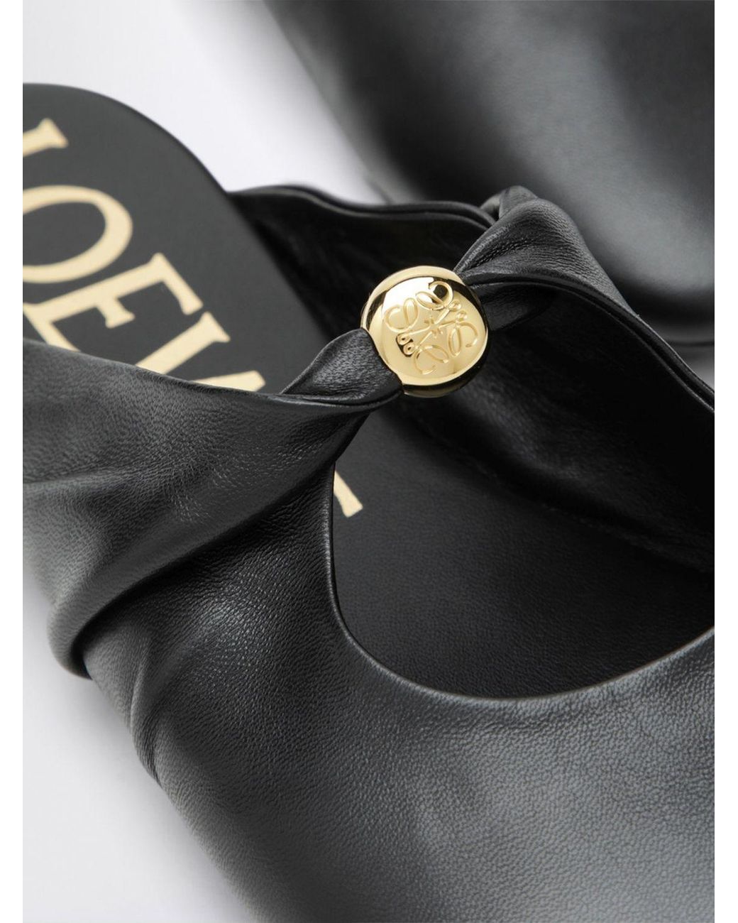 Loewe Black Pebble Draped Nappa Leather Mules
