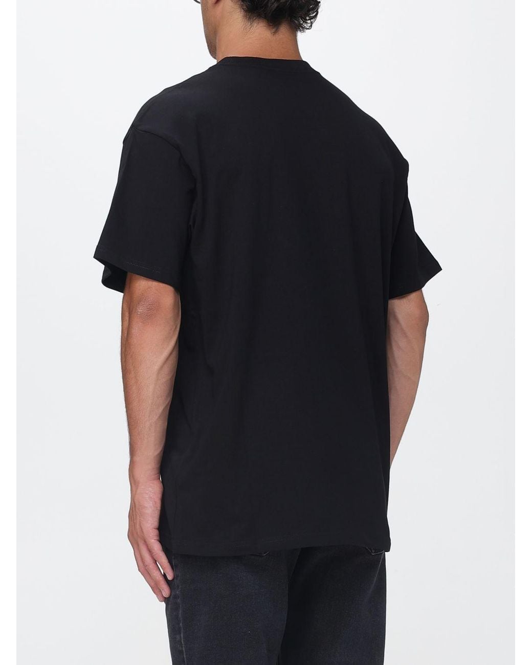 Carhartt Black Cotton T-Shirt With Embroidered Logo And Dropped Shoulders for men