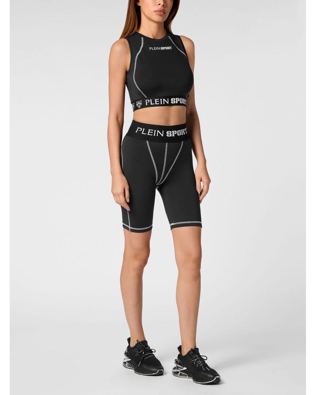 Philipp Plein Black High-Waisted Cycling Shorts With Logo Waistband