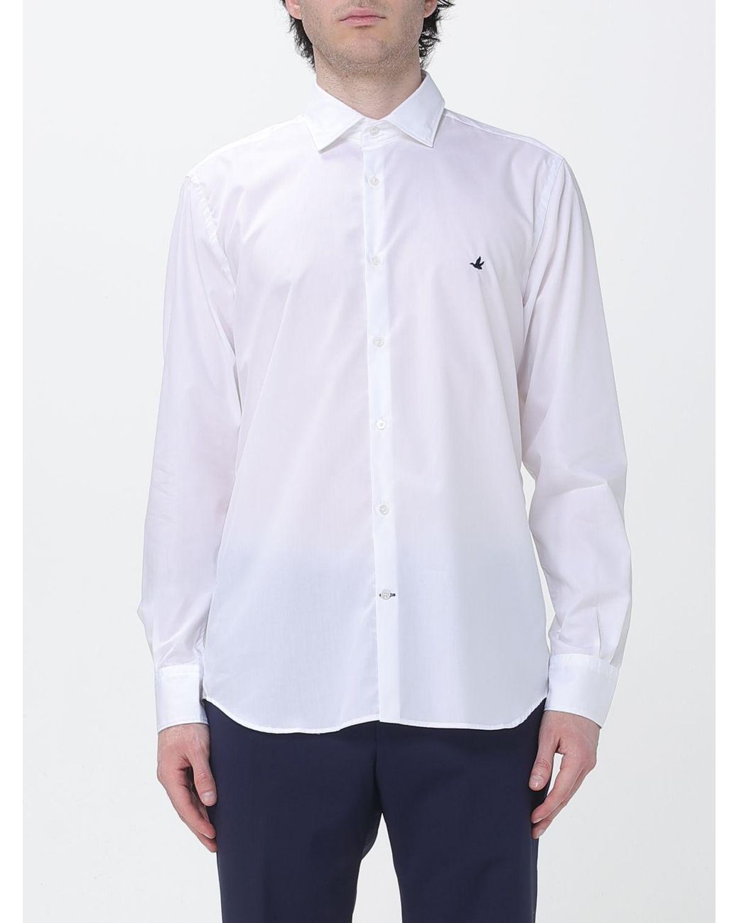 Brooksfield White Classic Cotton Poplin Shirt for men