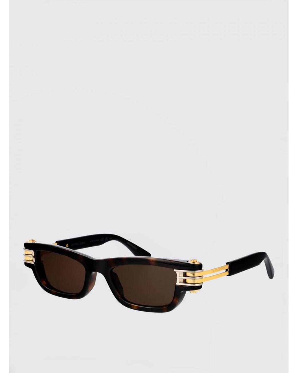 Bottega Veneta Brown Bolt Squared Injected Acetate Sunglasses for men