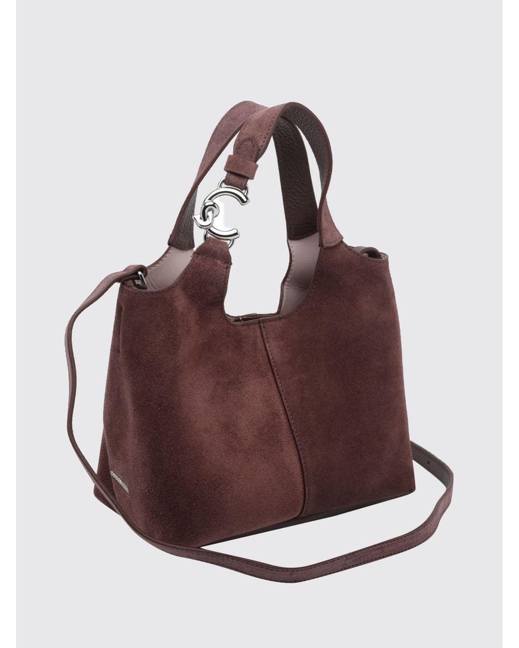 Coccinelle Purple C-Easy Leather And Suede Mini Bag With Removable Inner Pouch