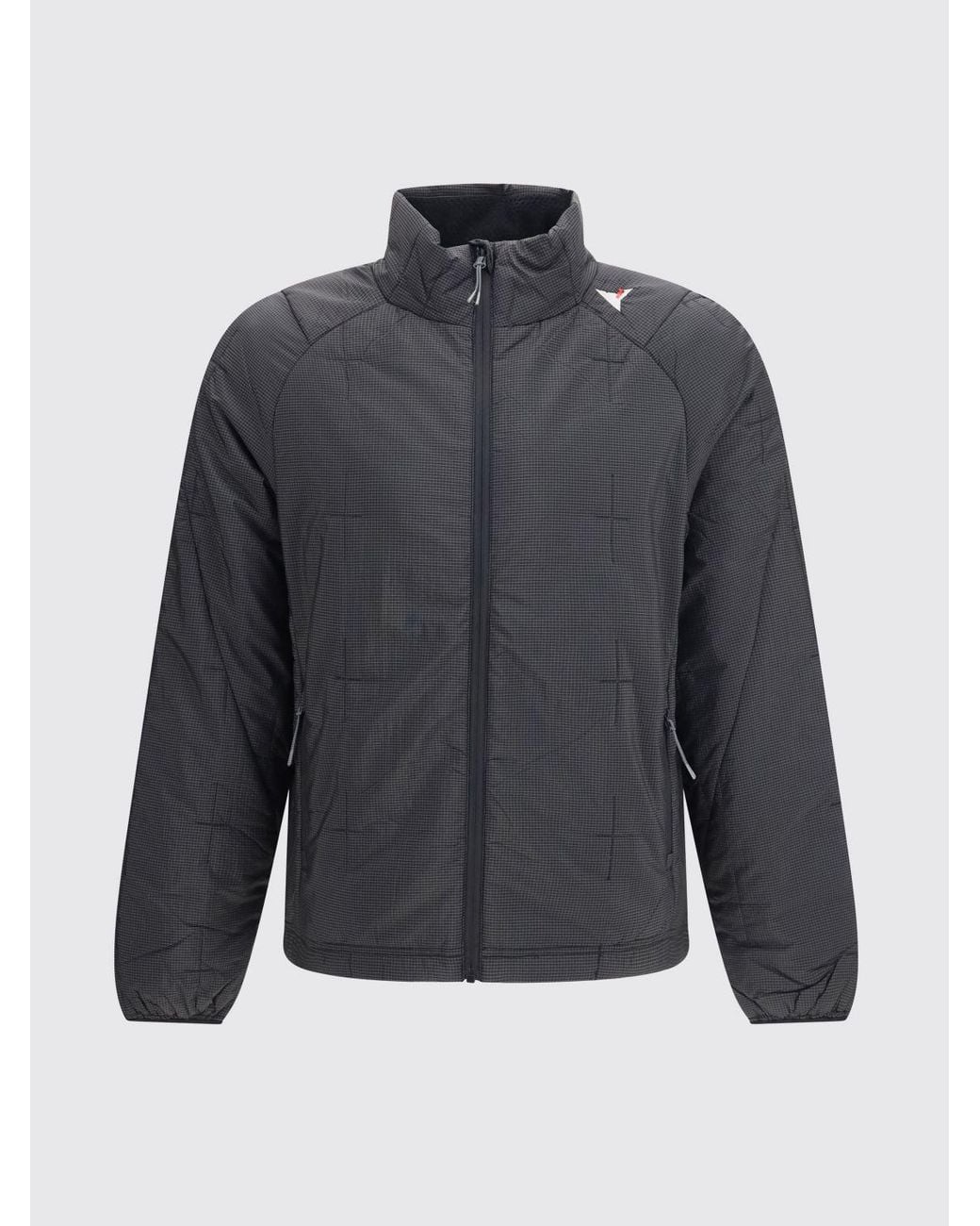 Roa Gray Lightweight Windproof Polyester Jacket With High Neck And Zip Closure for men