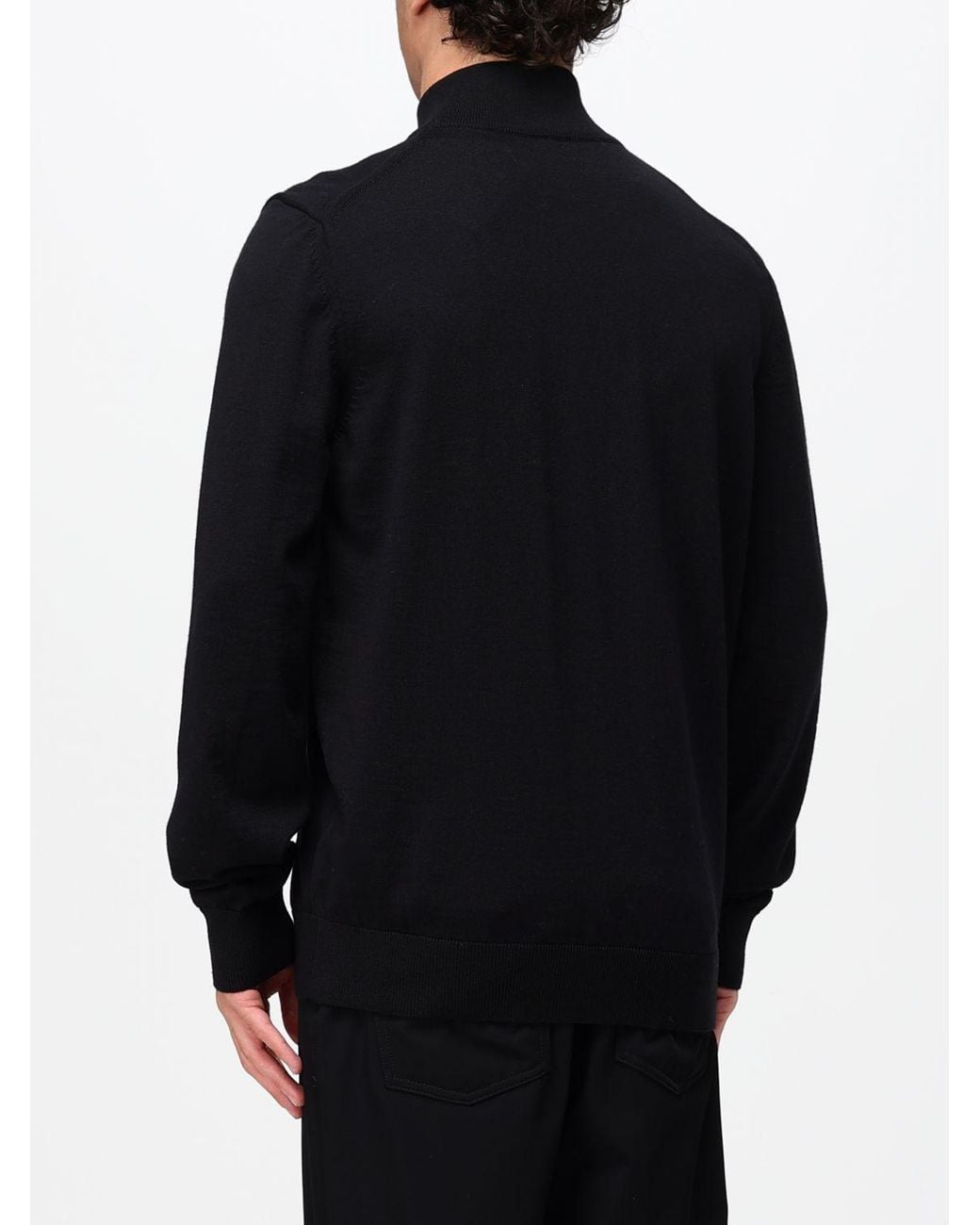 Boss Black Virgin Wool Cardigan With High Neck And Zip Closure for men