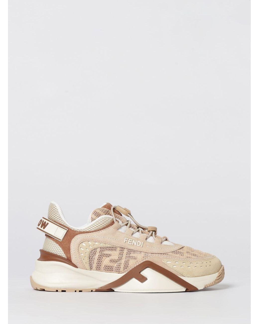 Fendi Natural Flow Suede And Mesh Sneakers