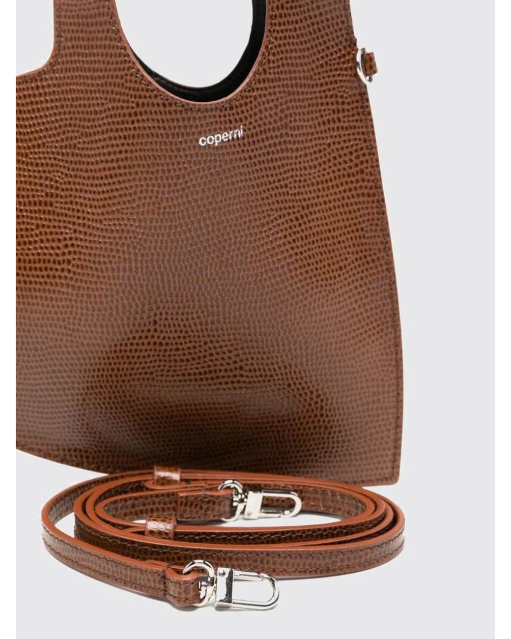 Coperni Brown Heart Lizard Print Leather Bag