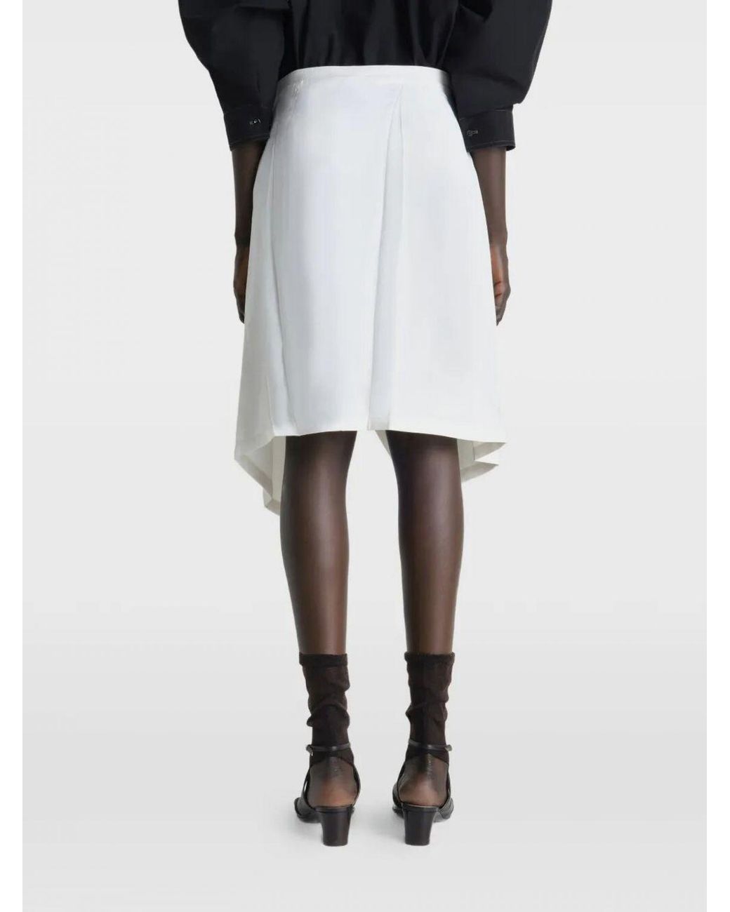Lemaire White Asymmetric Viscose Skirt