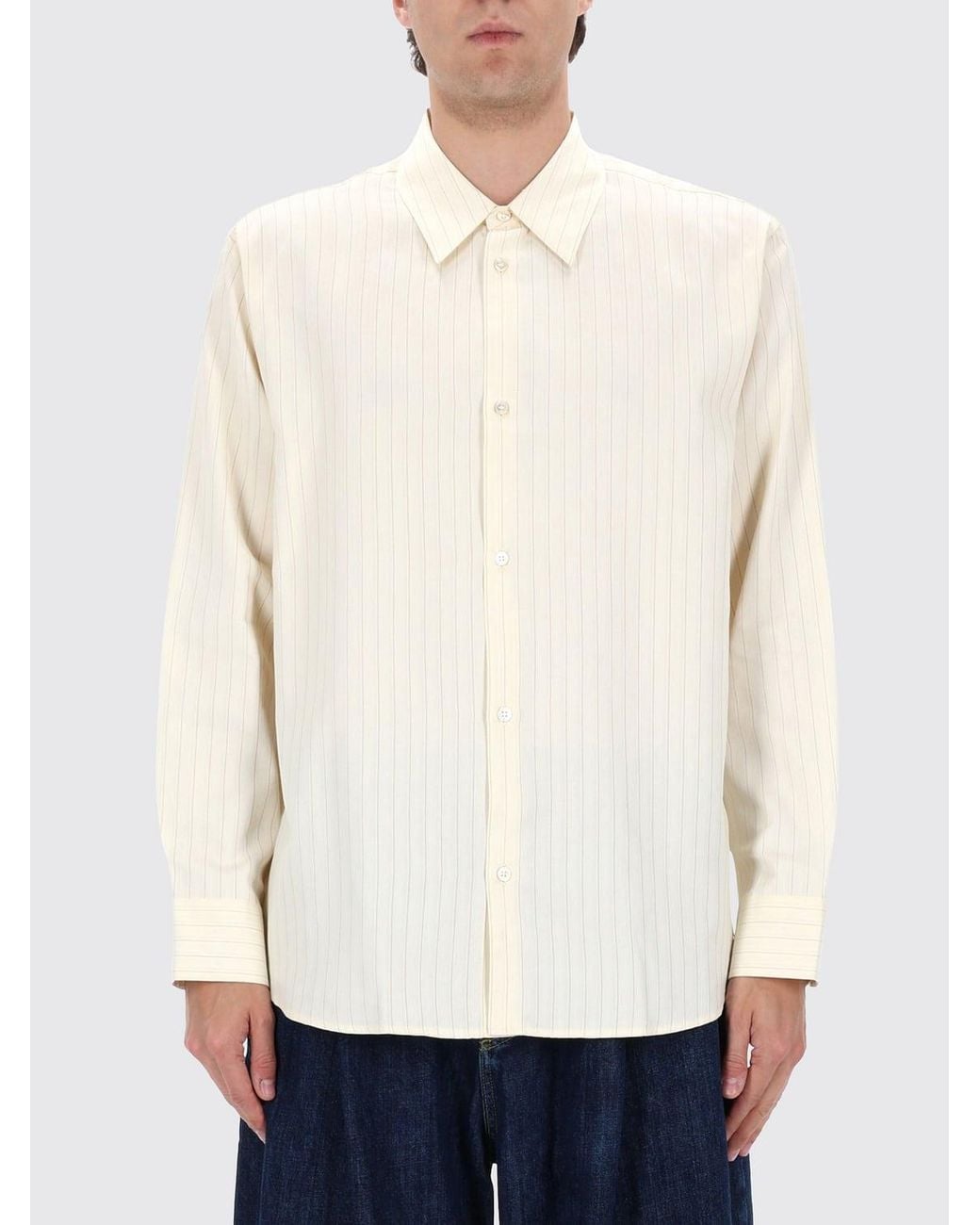 Studio Nicholson White Striped Cotton Shirt for men