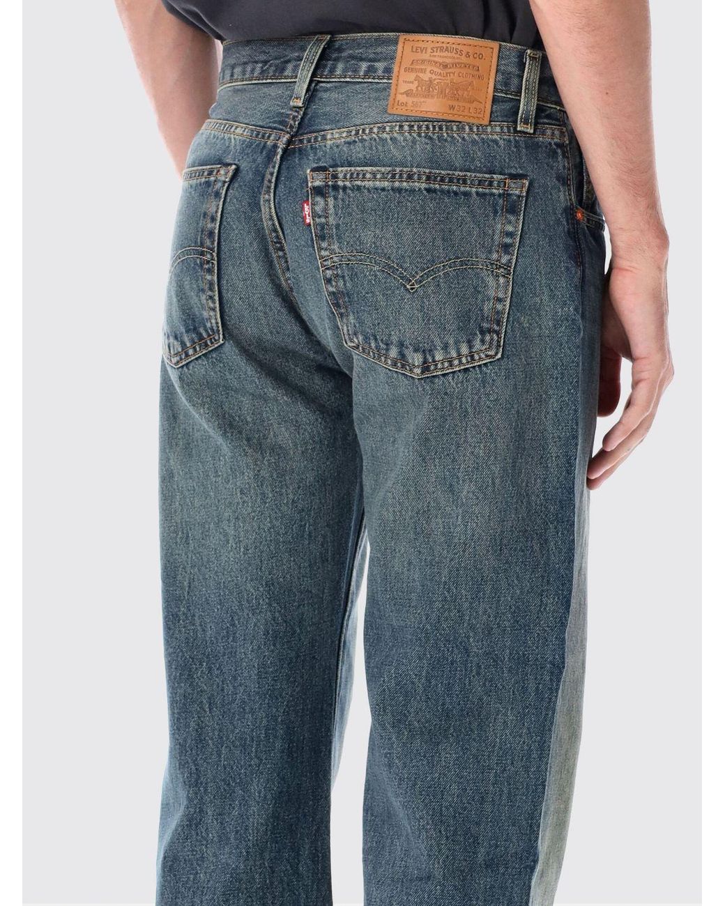 Levi's Blue 567 Mid-Rise Relaxed Fit Wide-Leg Jeans for men