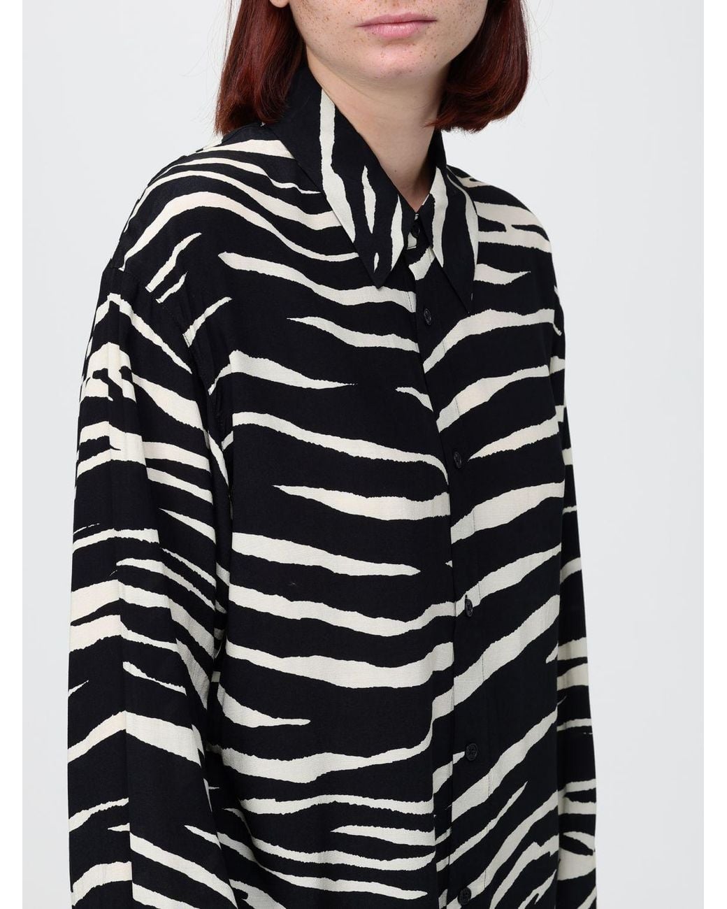 Zadig & Voltaire Blue Zadig &Amp Voltaire All-Over Zebra Print Viscose Shirt