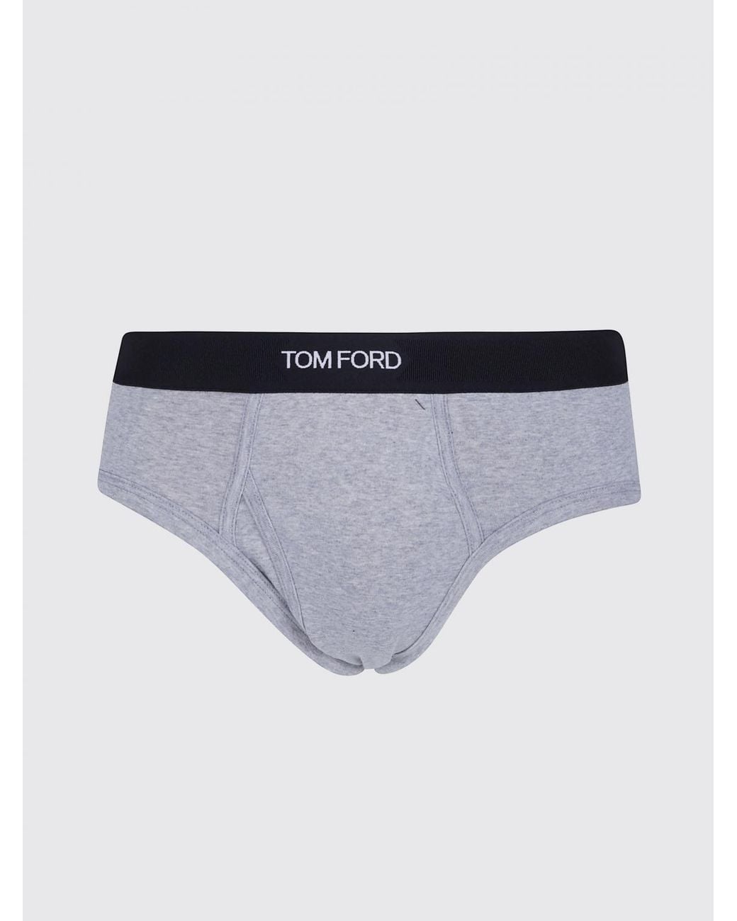 Tom Ford Blue Contrast Logo Waistband Stretch-Cotton Briefs for men