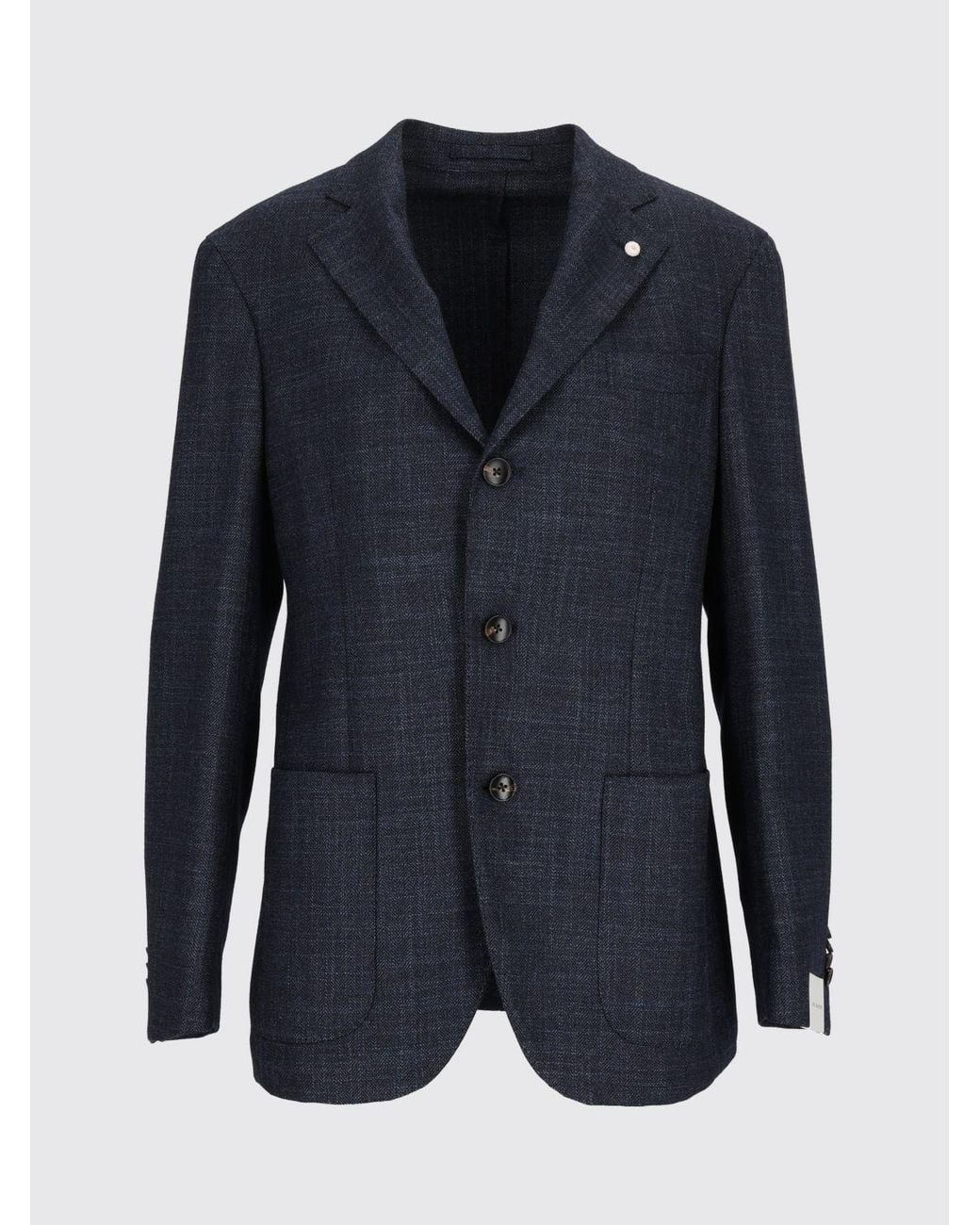 Luigi Bianchi Blue Single-Breasted Virgin Wool And Silk Blazer With Lapels for men