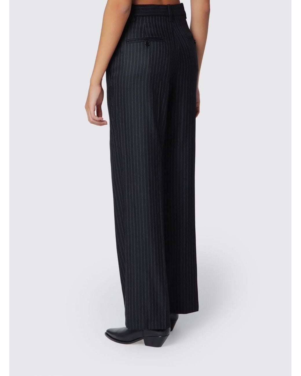 Isabel Marant Blue Pinstriped High-Waisted Wool Straight-Leg Trousers