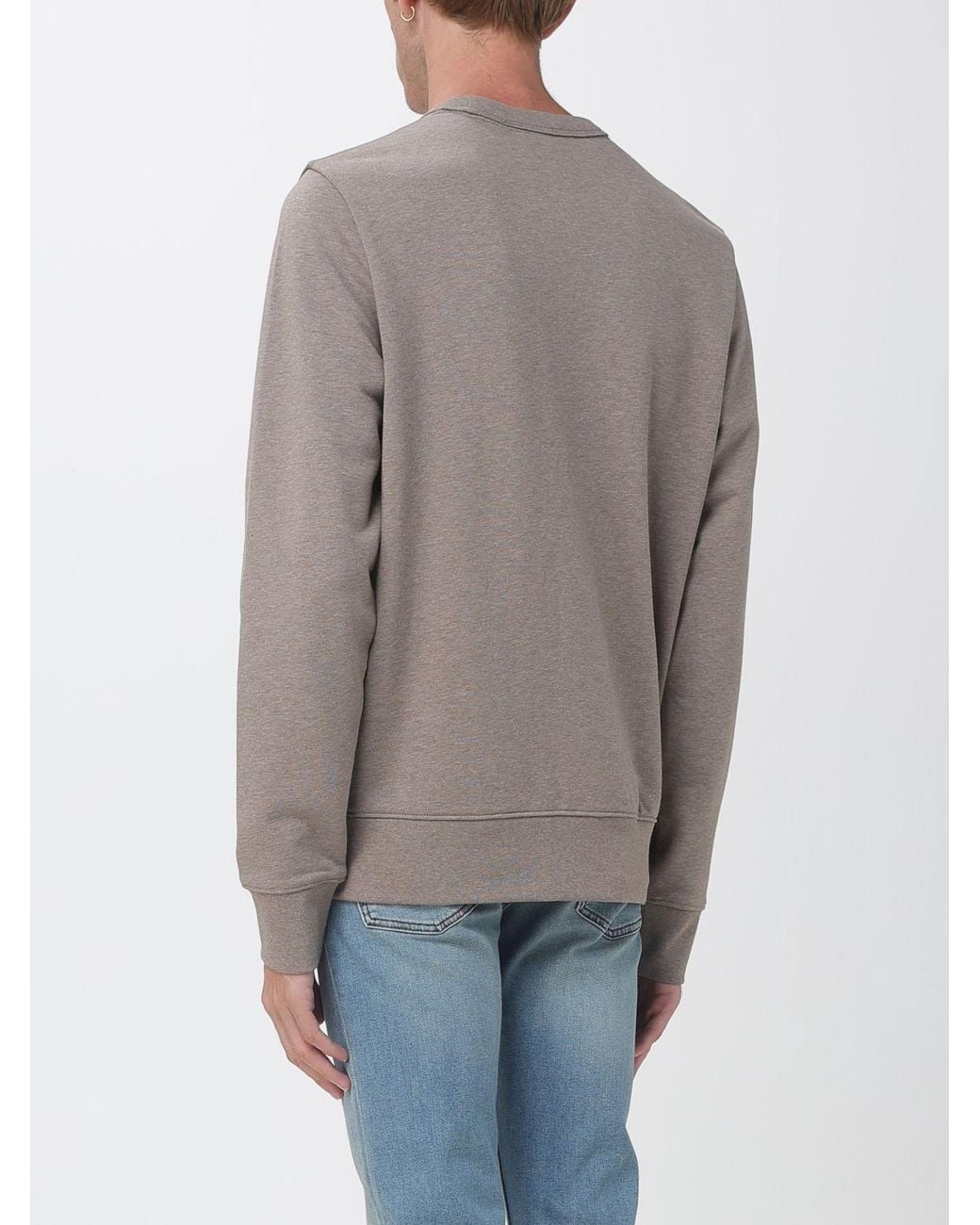 Boss Gray Embroidered Logo Cotton Crewneck Sweatshirt for men