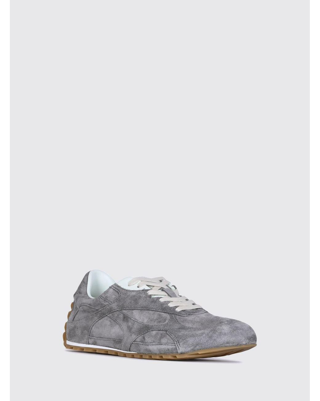 Bottega Veneta White Orbit Flash Suede Sneakers With Notched Sole