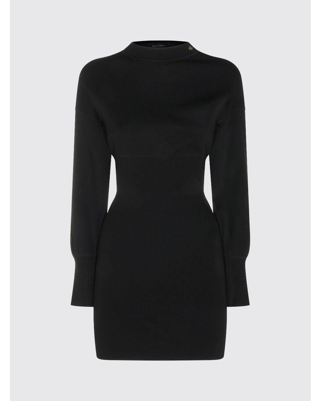 Anine Bing Black Long-Sleeved Ribbed-Knit Mini Sheath Dress