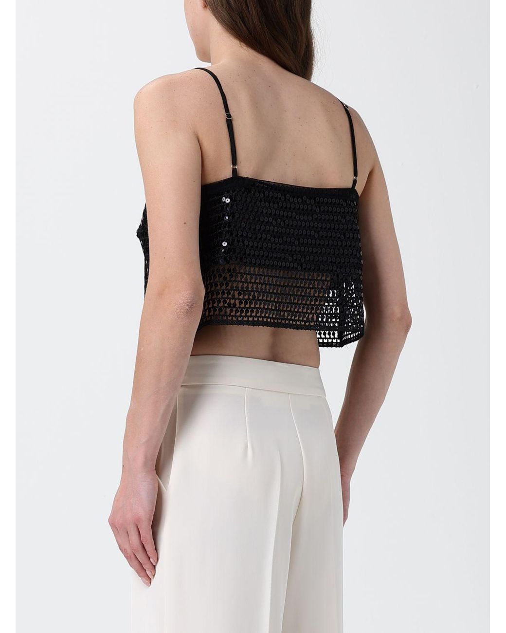 SIMONA CORSELLINI Black Sequin Crop Top