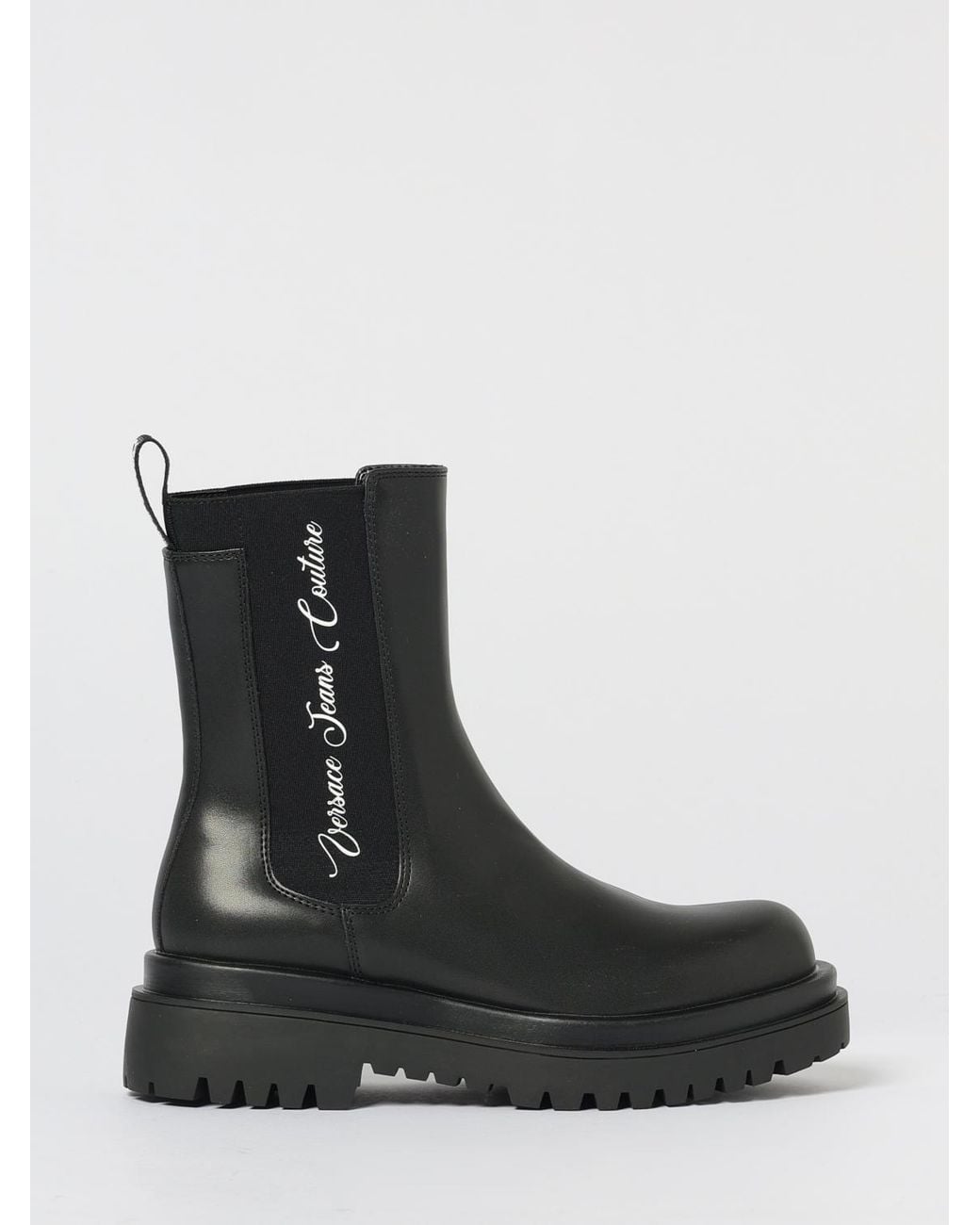 Versace Jeans Couture Black Flat Ankle Boots