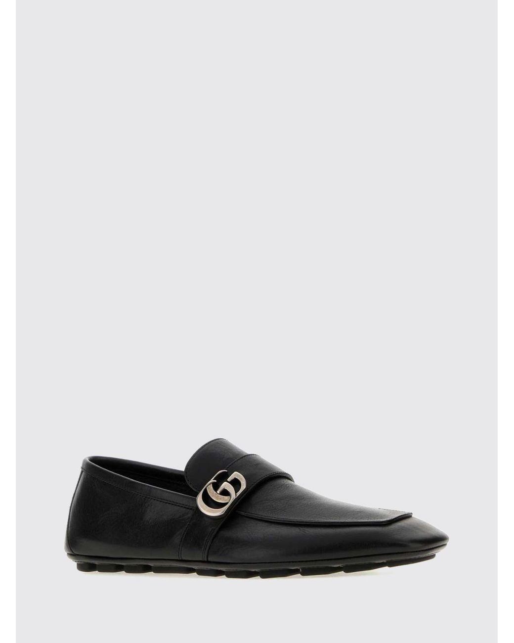 Gucci White Smooth Leather Driver Loafers With Gg Monogram for men