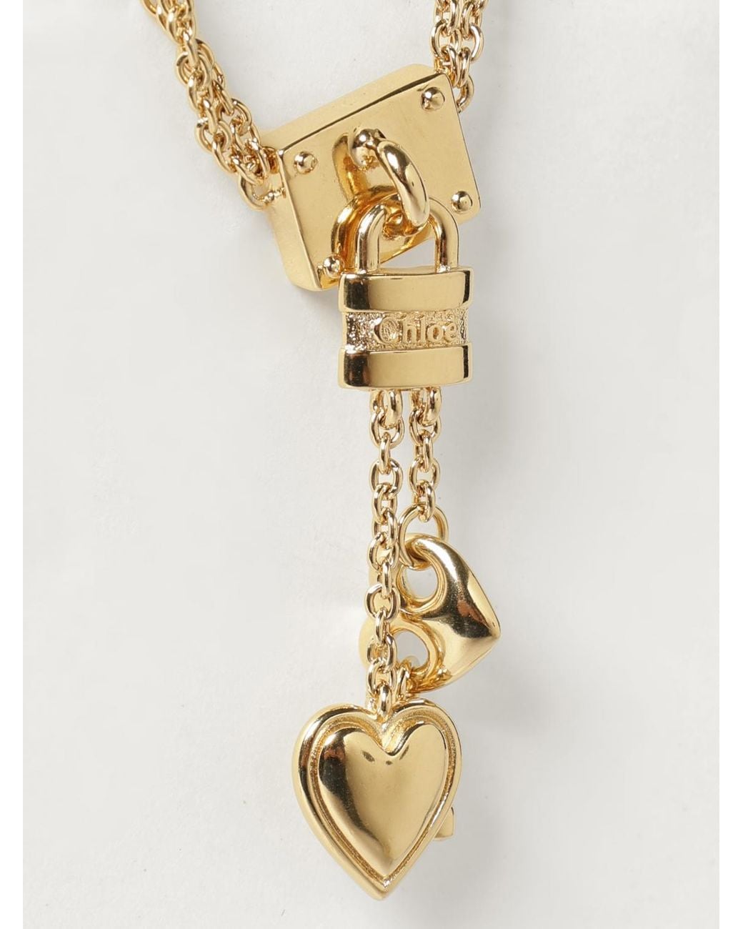 Chloé White ChloÉ -Finish Brass Choker Necklace With Engraved Charm