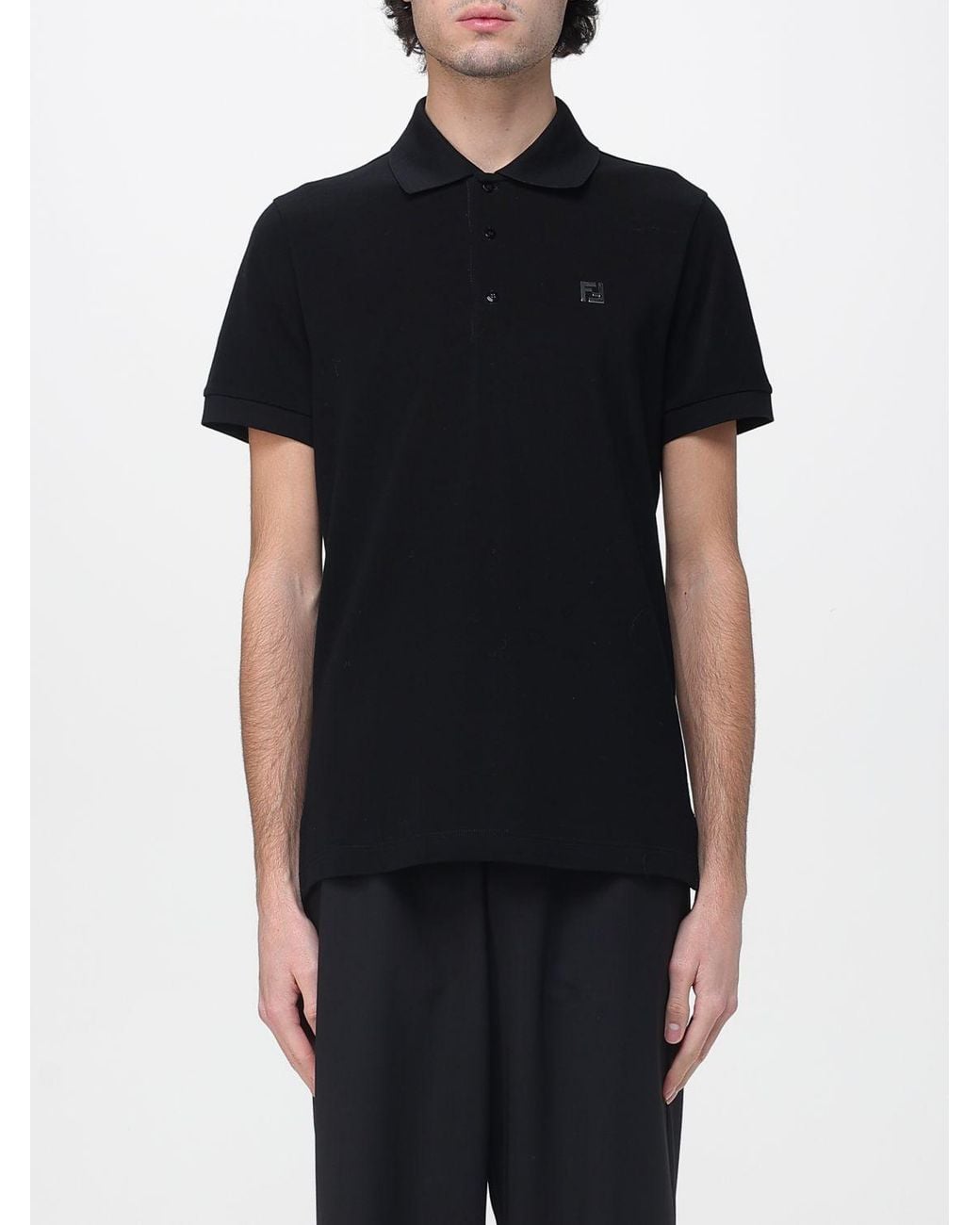 Fendi Black Ff Cotton Polo Shirt By for men