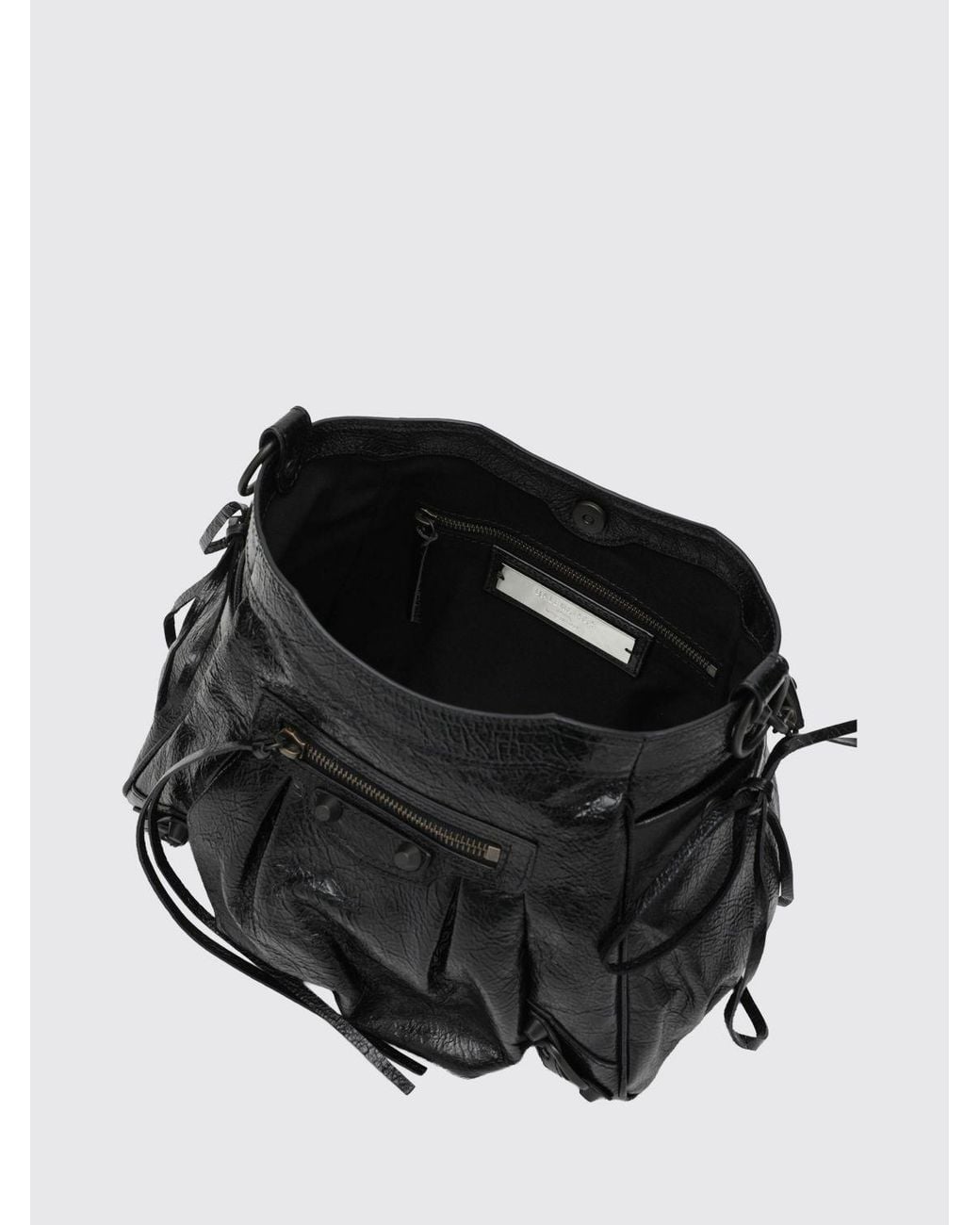 Balenciaga Black Le City Studded Arena Lambskin Shoulder Bag